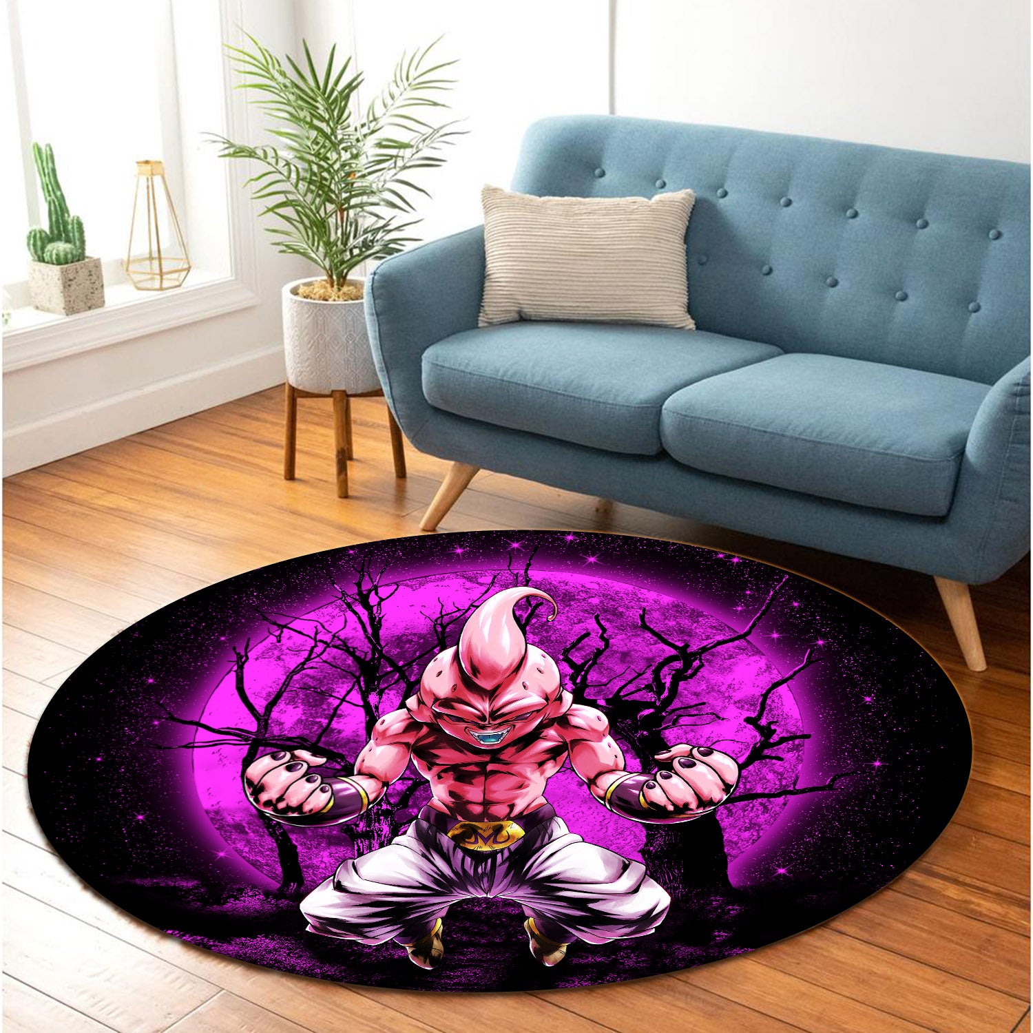 Kid Buu Dragon Ball Moonlight Round Carpet Rug Bedroom Livingroom Home Decor Nearkii