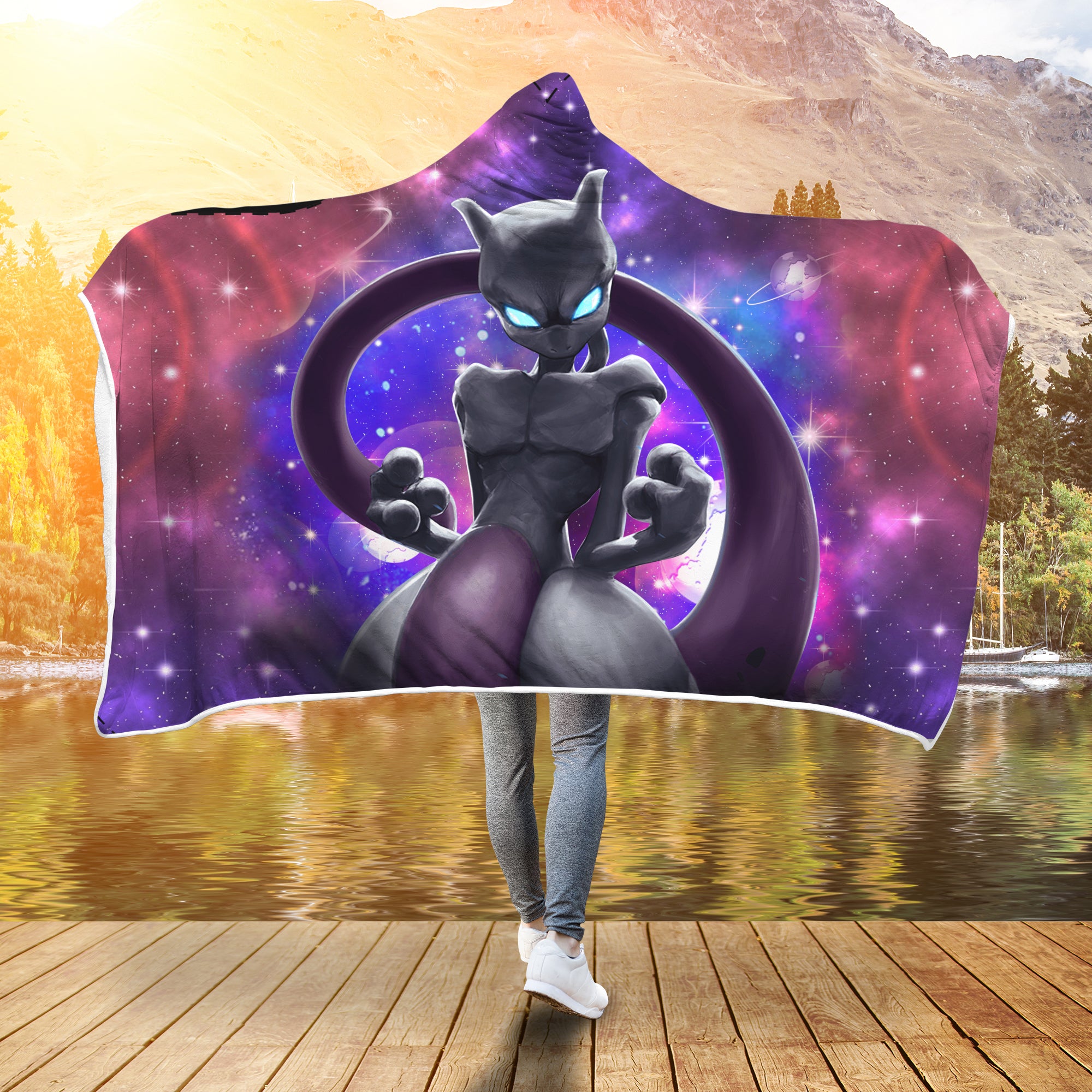 Mewtwo Galaxy Pokemon Economy Hooded Blanket Nearkii