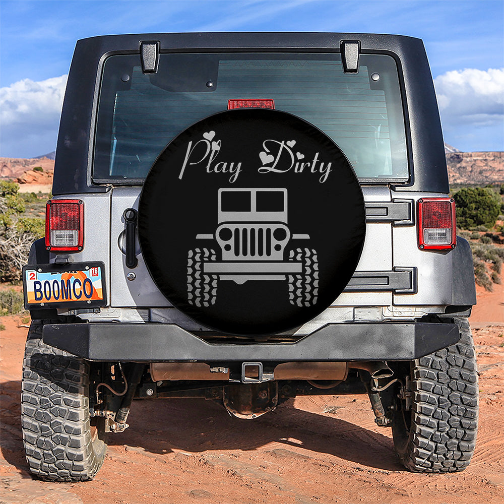 Play Dirty Grey Jeep Girl Car Spare Tire Covers Gift For Campers Nearkii