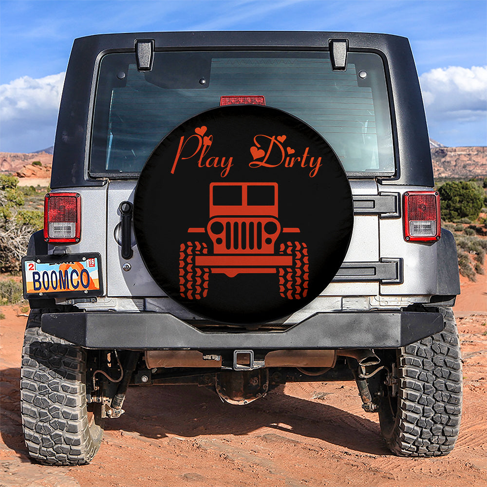 Play Dirty Orange Jeep Girl Car Spare Tire Covers Gift For Campers Nearkii