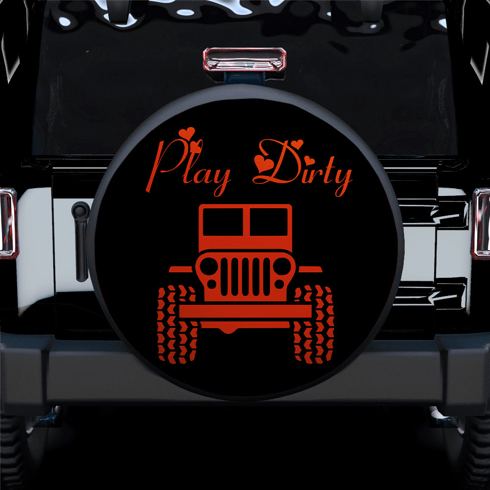 Play Dirty Orange Jeep Girl Car Spare Tire Covers Gift For Campers Nearkii