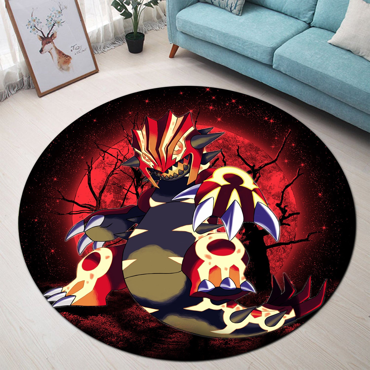 Pokemon Mega Proudon Moonlight Round Carpet Rug Bedroom Livingroom Home Decor Nearkii