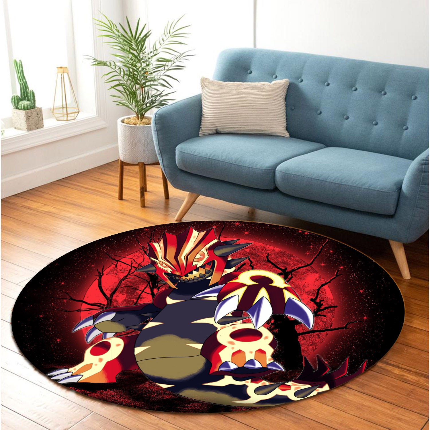 Pokemon Mega Proudon Moonlight Round Carpet Rug Bedroom Livingroom Home Decor Nearkii