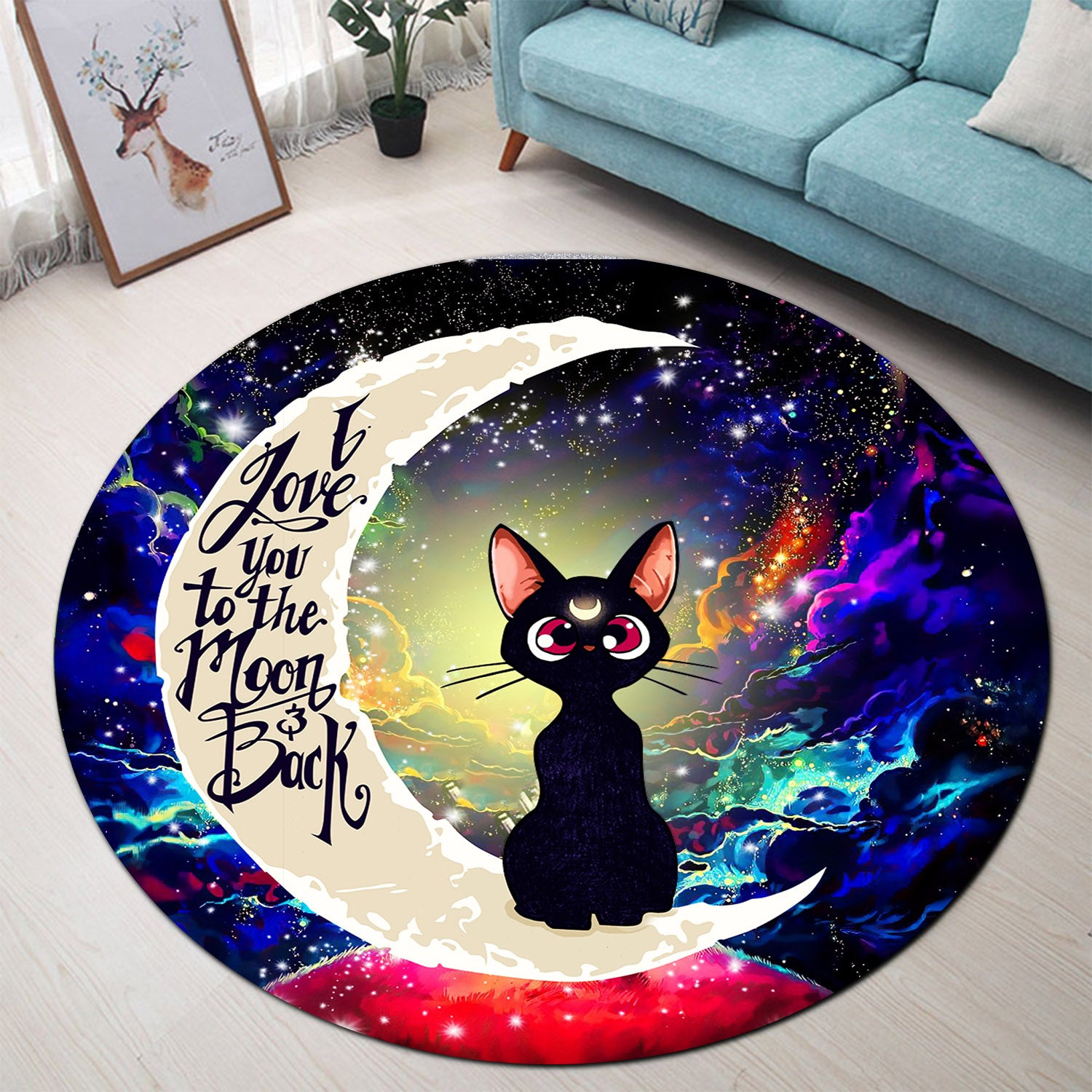 Sailor Moon Cat Love You To The Moon Galaxy Round Carpet Rug Bedroom Livingroom Home Decor Nearkii