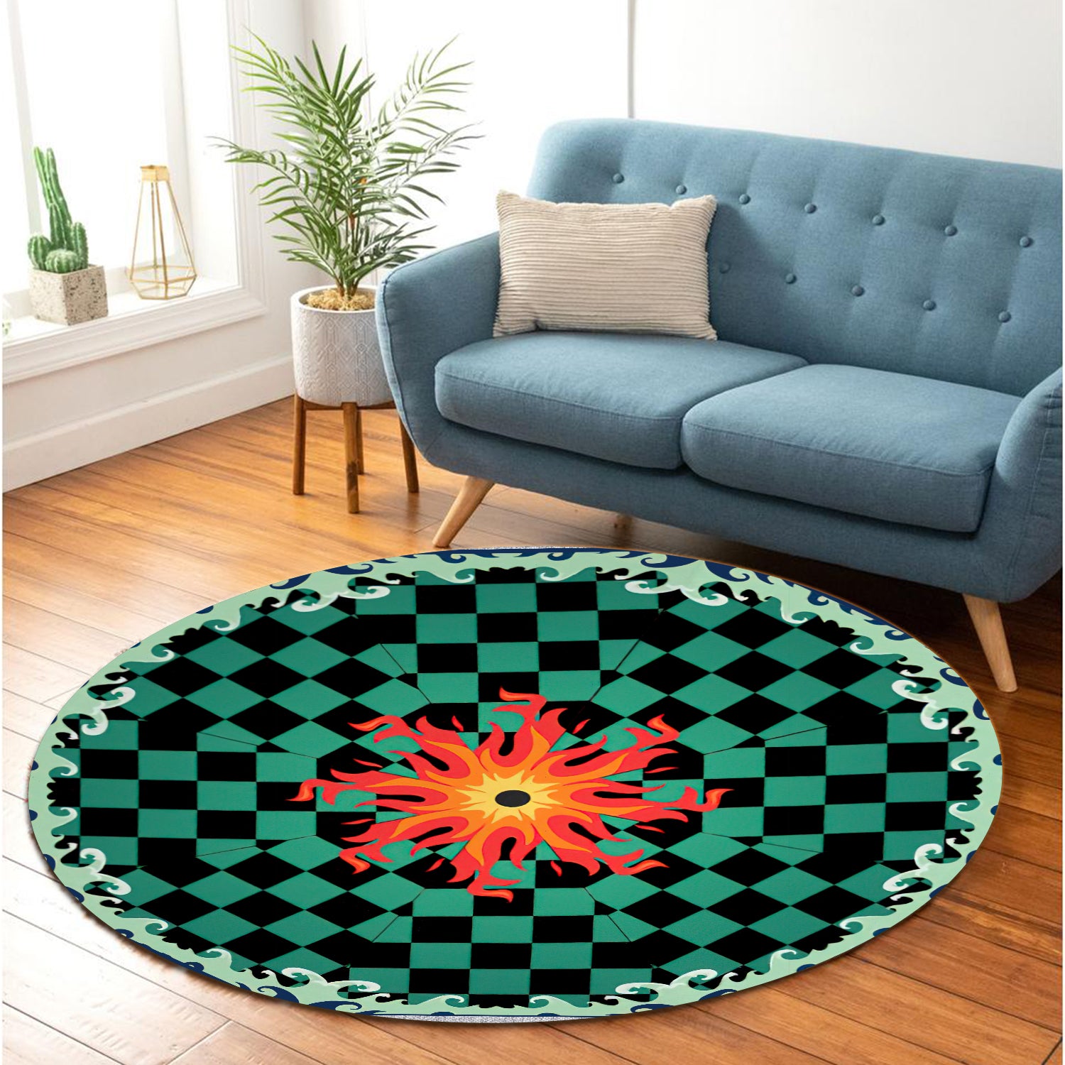 Tanjiro Demon Slayer Round Carpet Rug Bedroom Livingroom Home Decor Nearkii