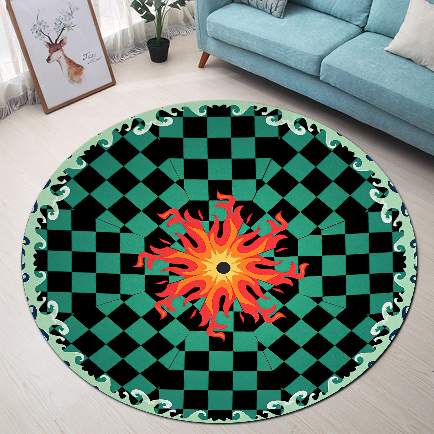 Tanjiro Demon Slayer Round Carpet Rug Bedroom Livingroom Home Decor Nearkii