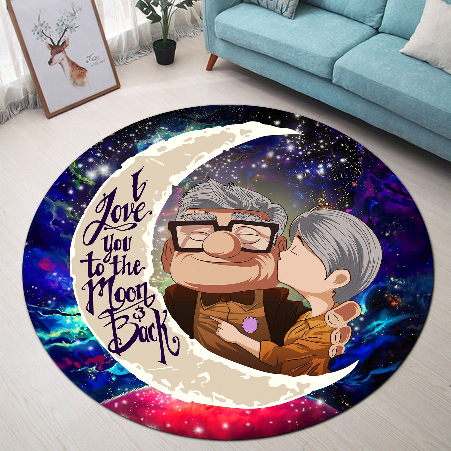 Up Couple Love You To The Moon Galaxy Round Carpet Rug Bedroom Livingroom Home Decor Nearkii