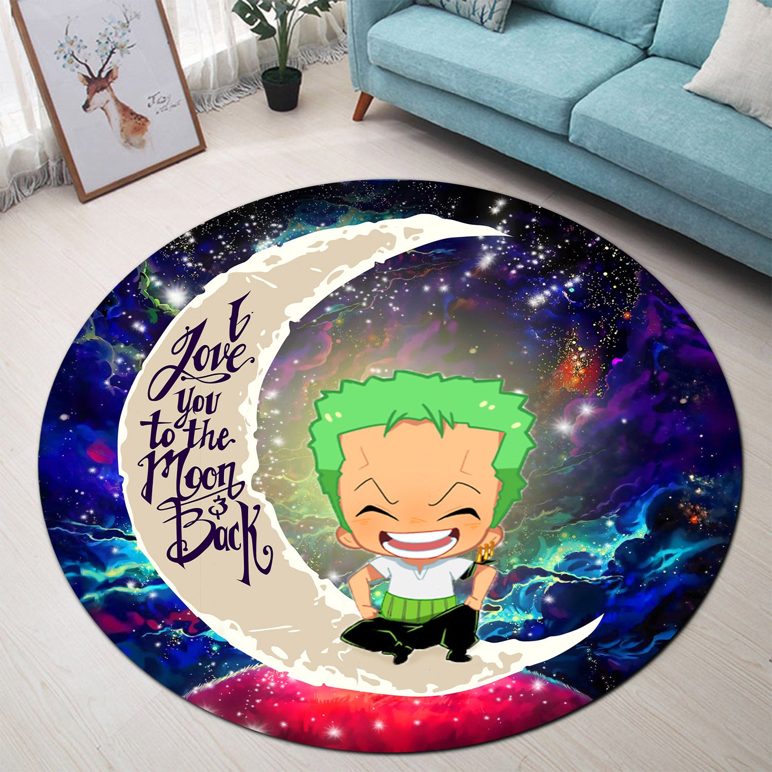 Zoro One Piece Love You To The Moon Galaxy Round Carpet Rug Bedroom Livingroom Home Decor Nearkii