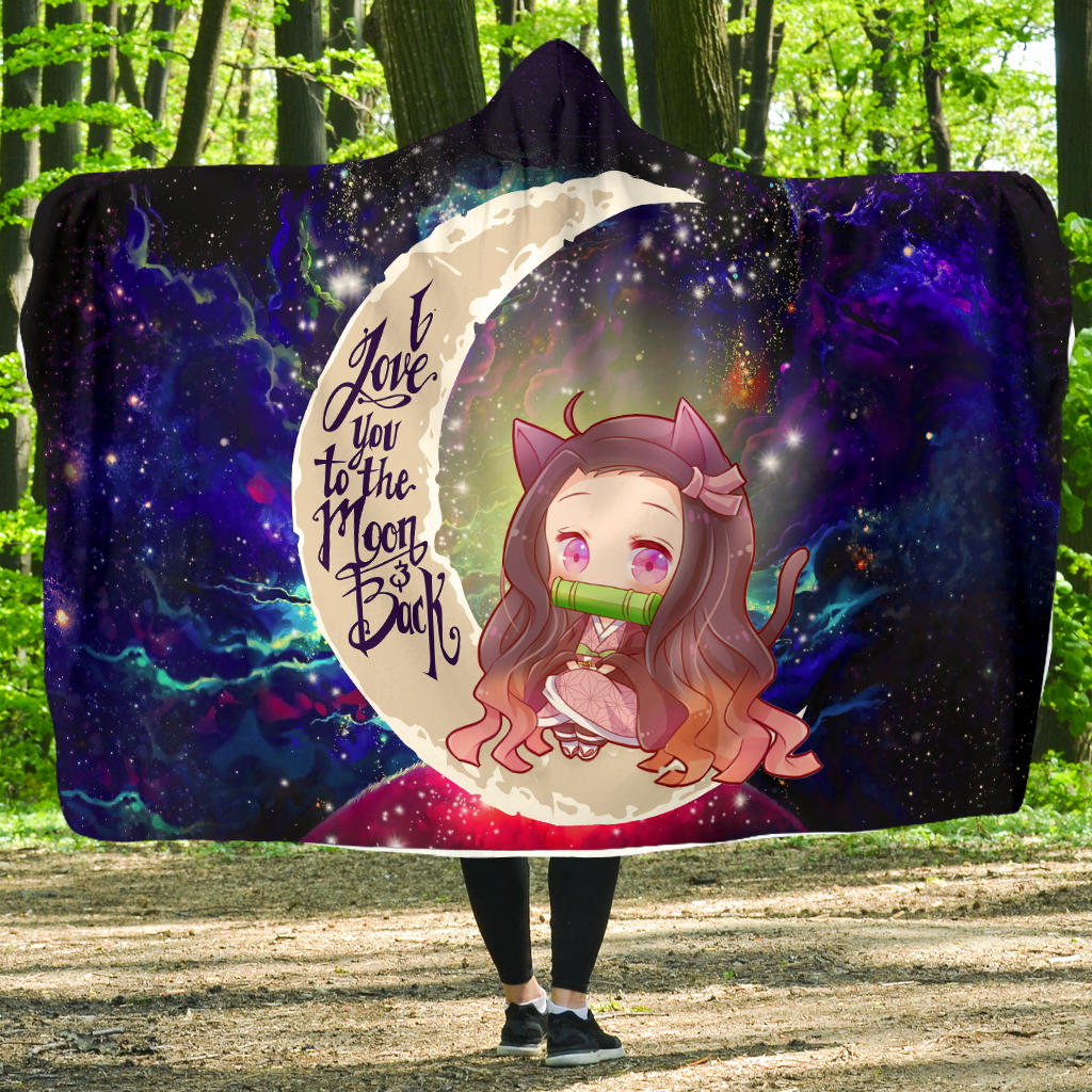 Nezuko Demon slayer Love You To The Moon Galaxy Economy Hooded Blanket Nearkii