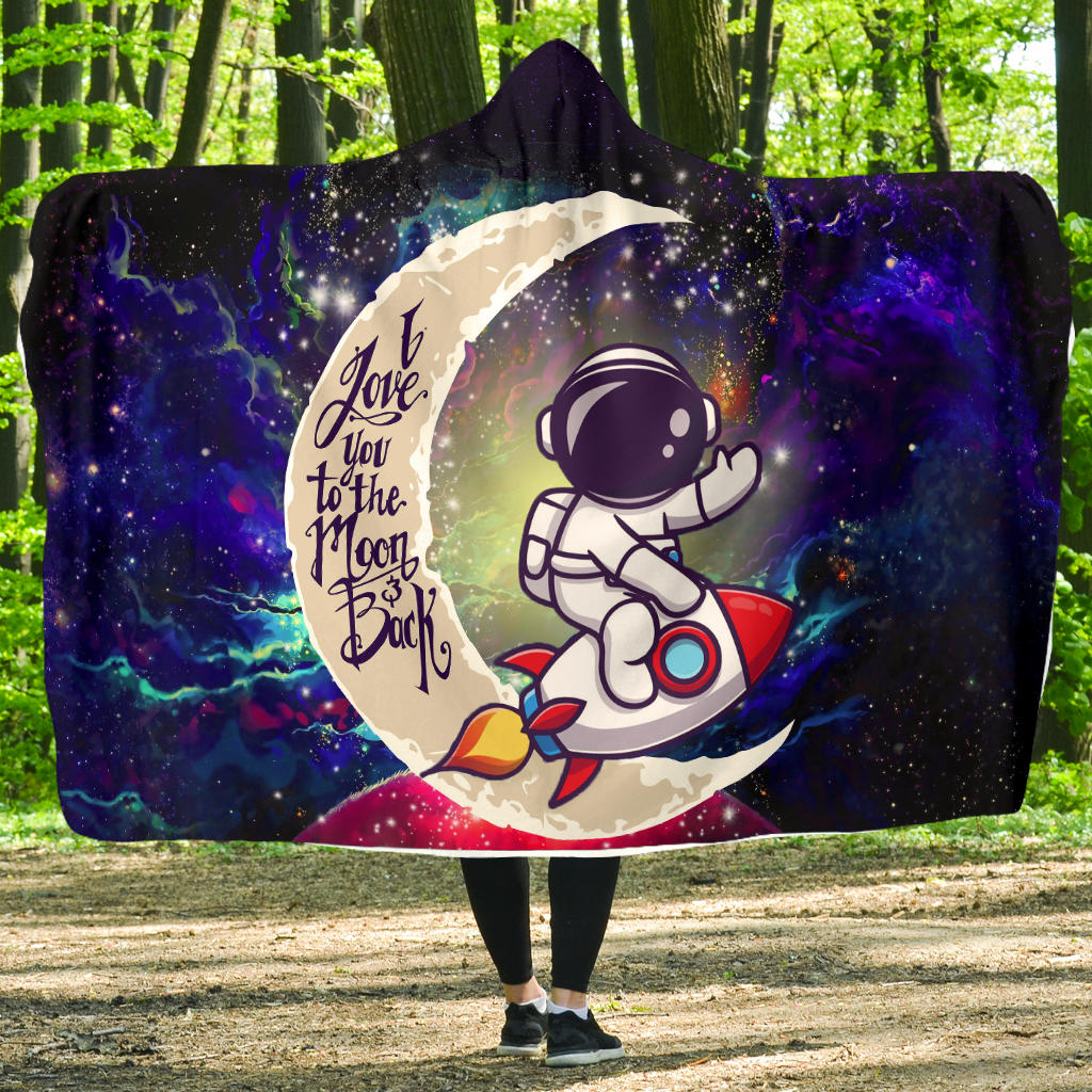 Astronaut Chibi Love You To The Moon Galaxy Economy Hooded Blanket Nearkii