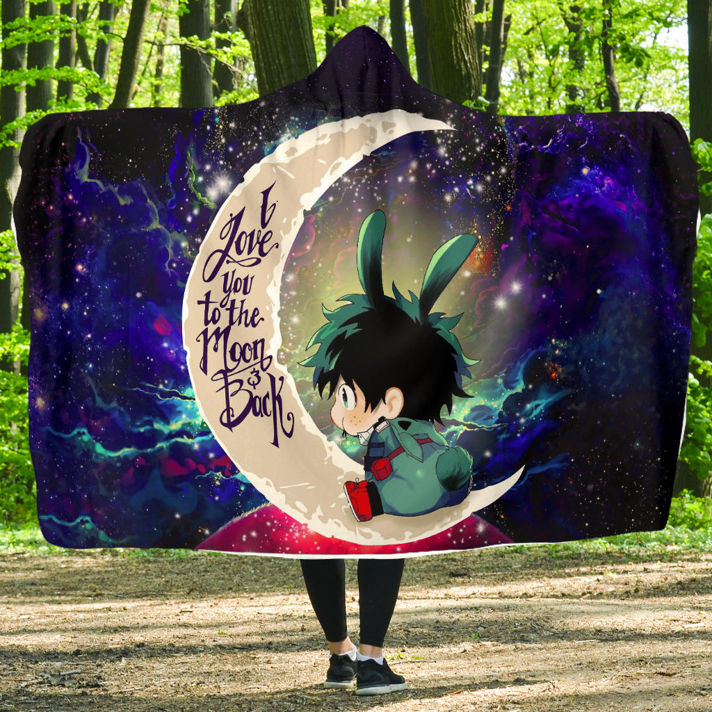 Deku My Hero Academia Anime Love You To The Moon Galaxy Economy Hooded Blanket Nearkii