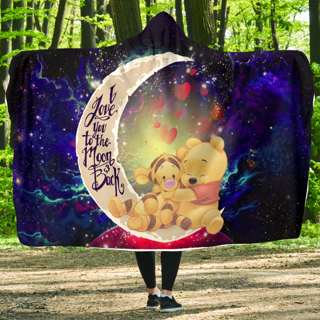Winnie The Pooh Love You To The Moon Galaxy Economy Hooded Blanket Nearkii