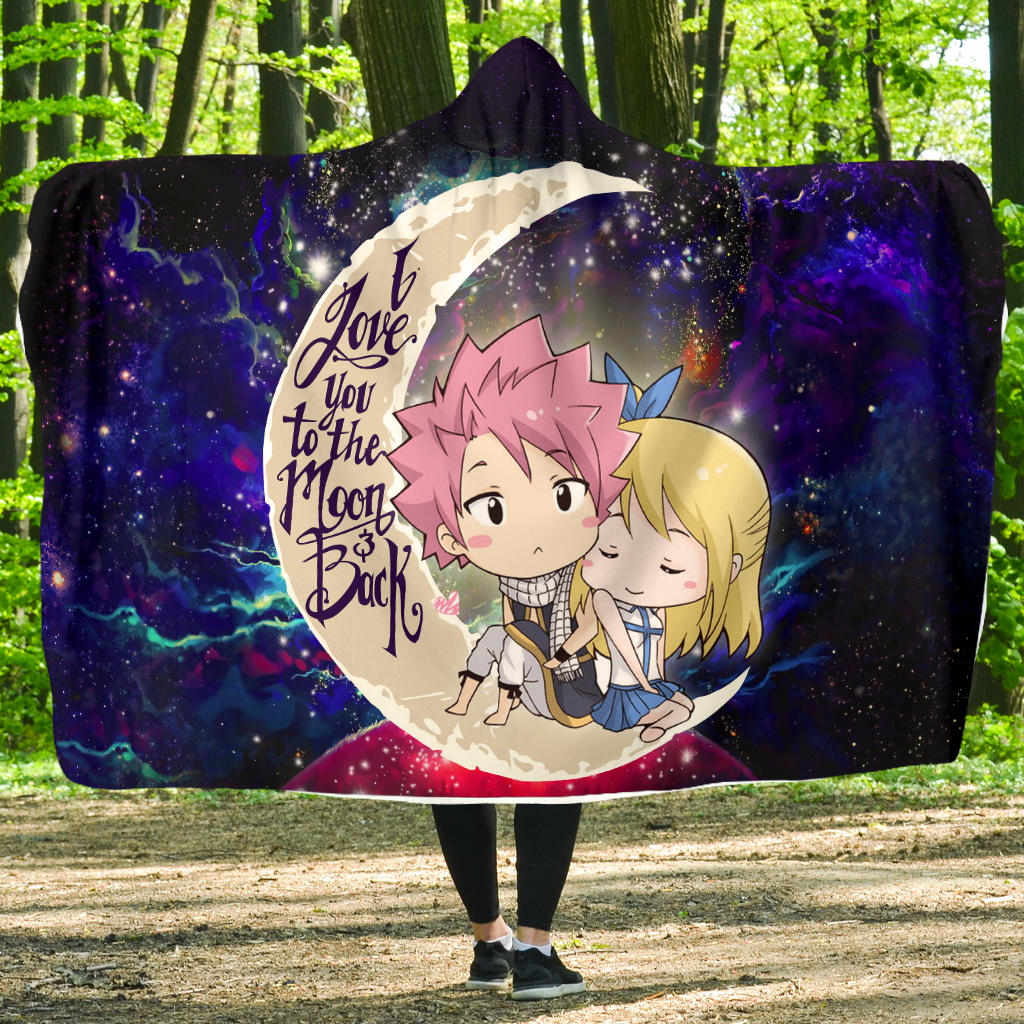 Natsu Fairy Tail Anime Love You To The Moon Galaxy Economy Hooded Blanket Nearkii