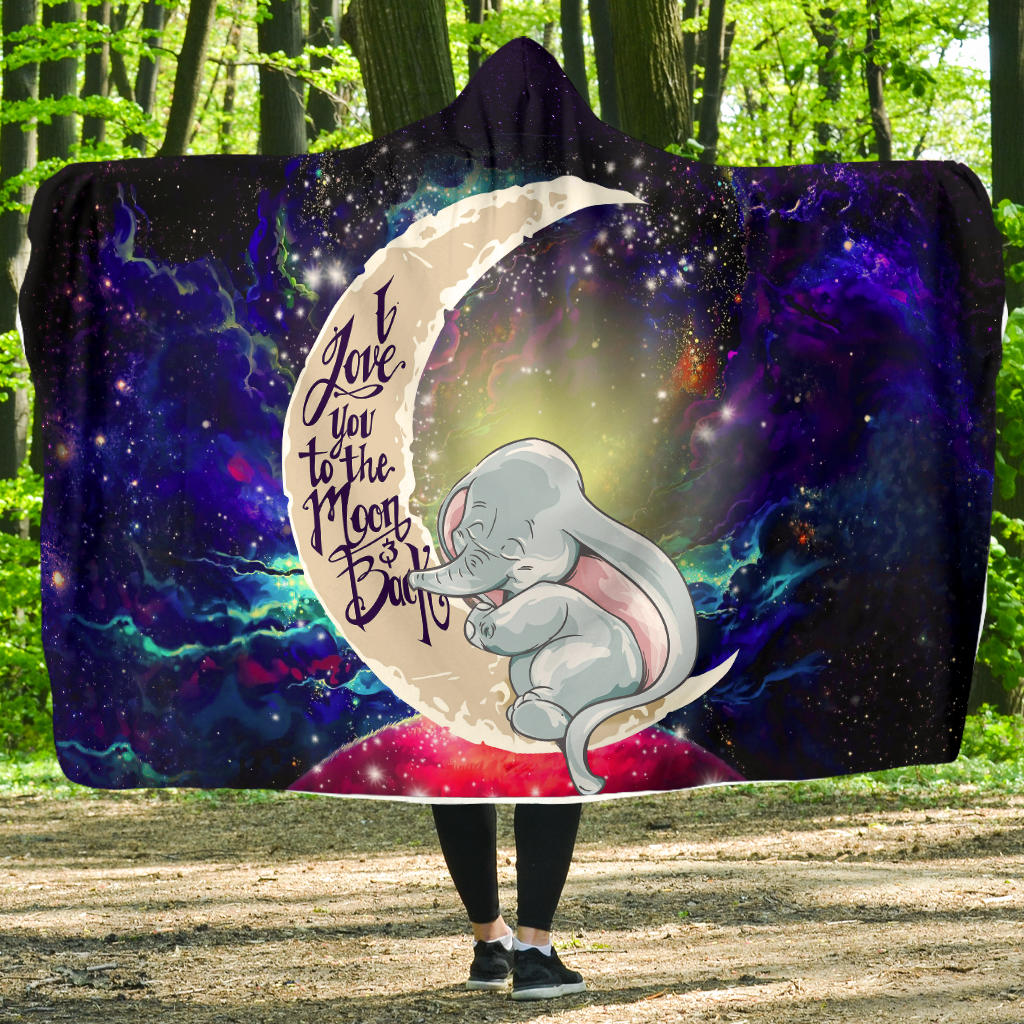 Dumbo Elephant Love You To The Moon Galaxy Economy Hooded Blanket Nearkii