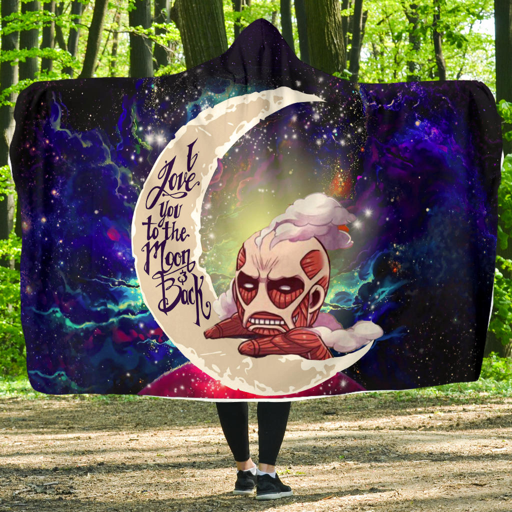 Attack on titan Love You To The Moon Galaxy Economy Hooded Blanket Nearkii