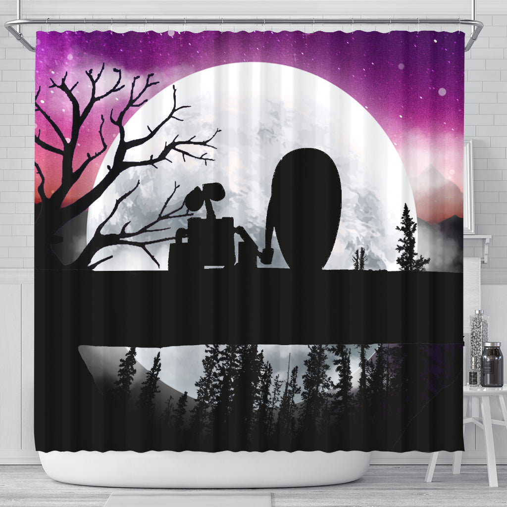 Wall E Moon Night Shower Curtain Nearkii