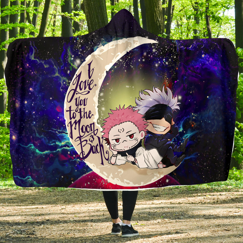Jujutsu Kaisen Gojo Sakuna Chibi Anime Love You To The Moon Galaxy Economy Hooded Blanket Nearkii
