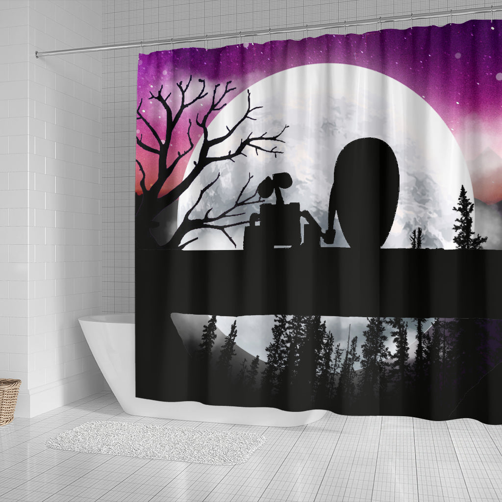 Wall E Moon Night Shower Curtain Nearkii