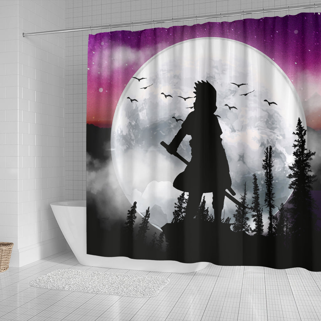 Uchiha Sasuke Naruto Moon Night Shower Curtain Nearkii