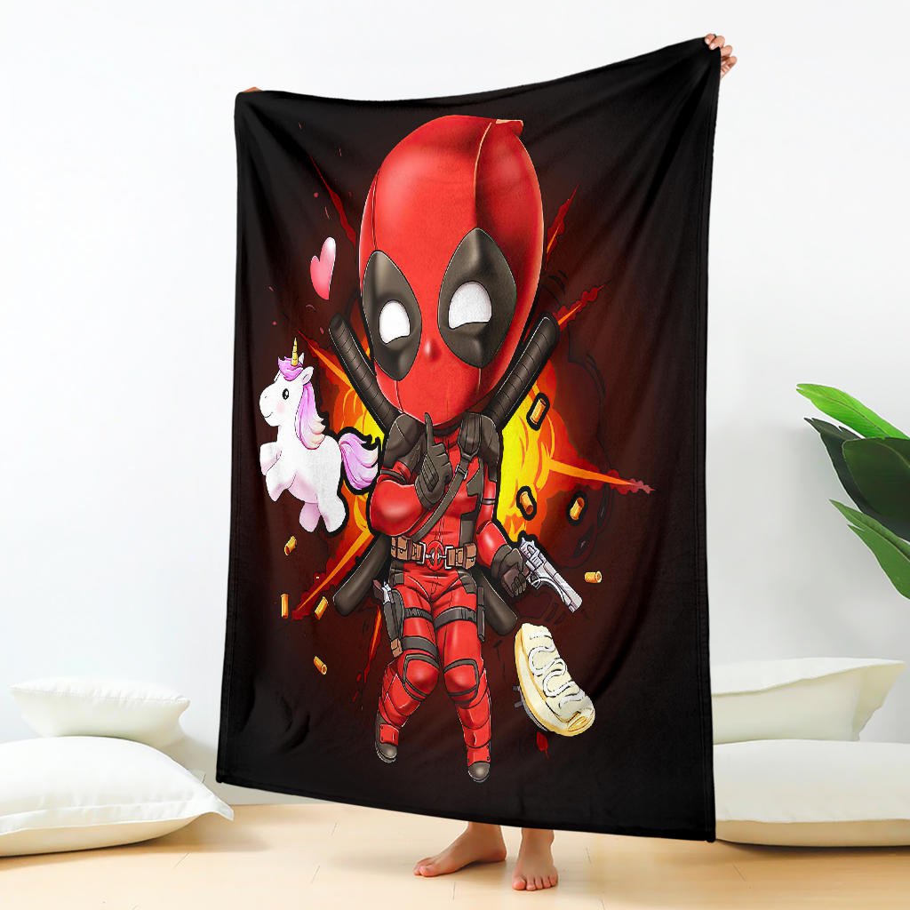 Funny Chibi Deadpool And Unicorn Premium Blanket Nearkii