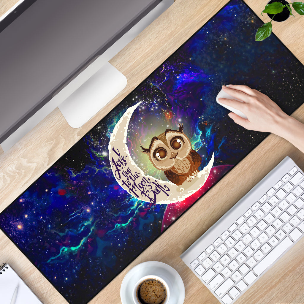 Cute Owl Love You To The Moon Galaxy Mouse Mat Nearkii