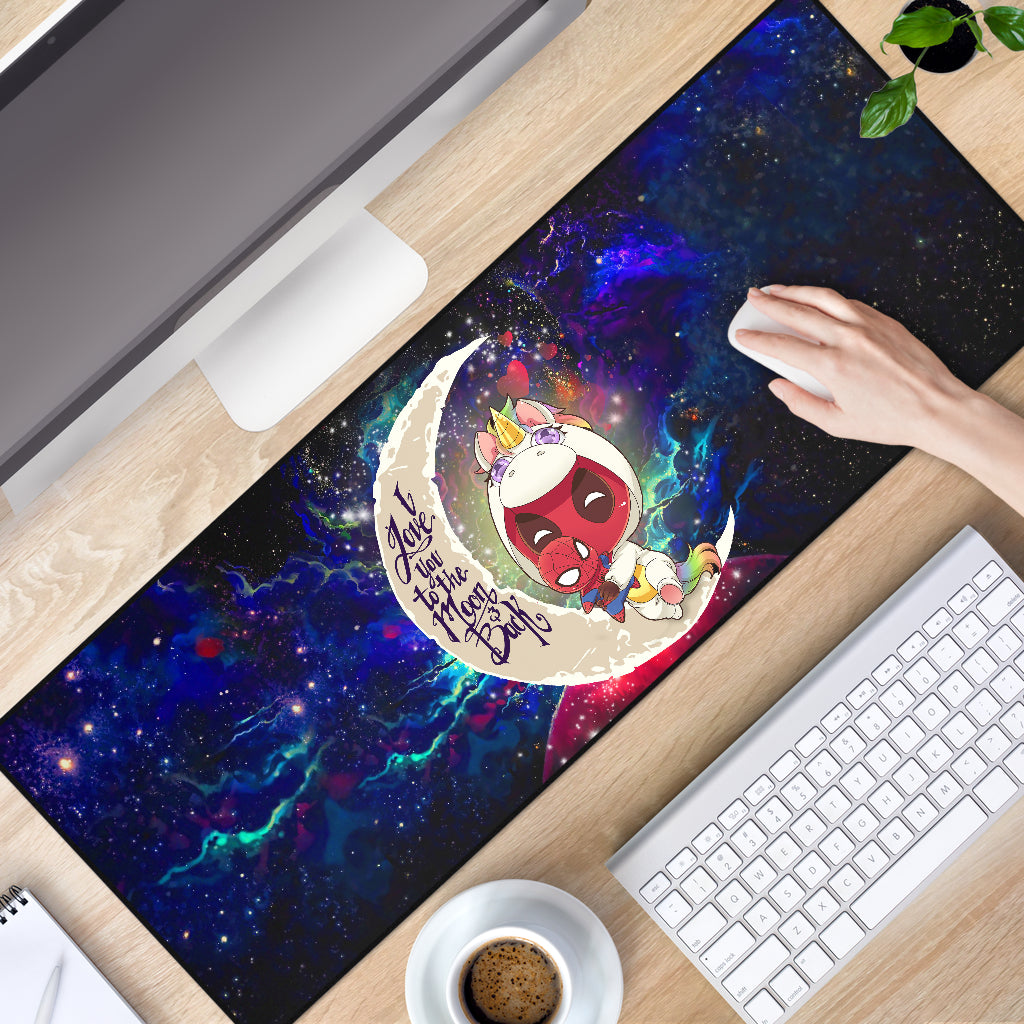 Unicorn Deadpool And Spiderman Avenger Love You To The Moon Galaxy Mouse Mat Nearkii