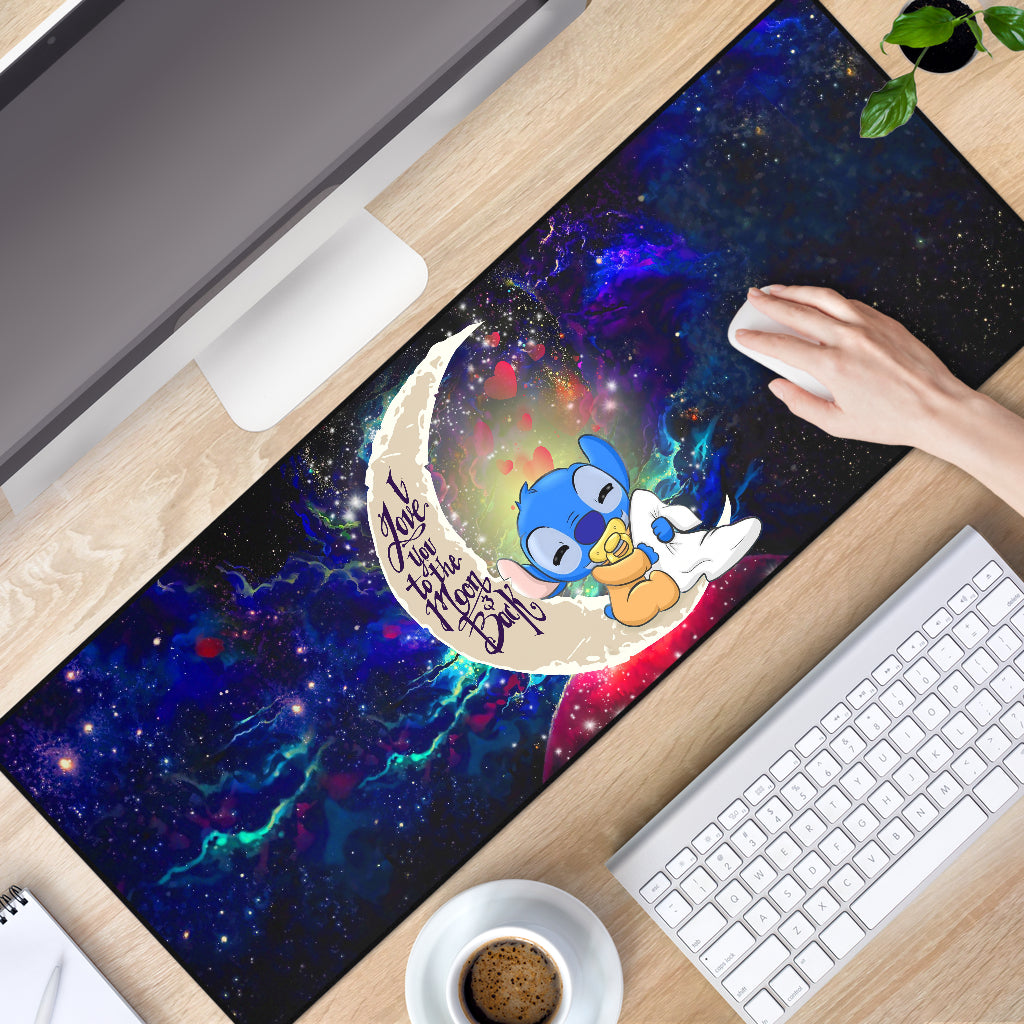 Cute Baby Stitch Sleep Love You To The Moon Galaxy Mouse Mat Nearkii