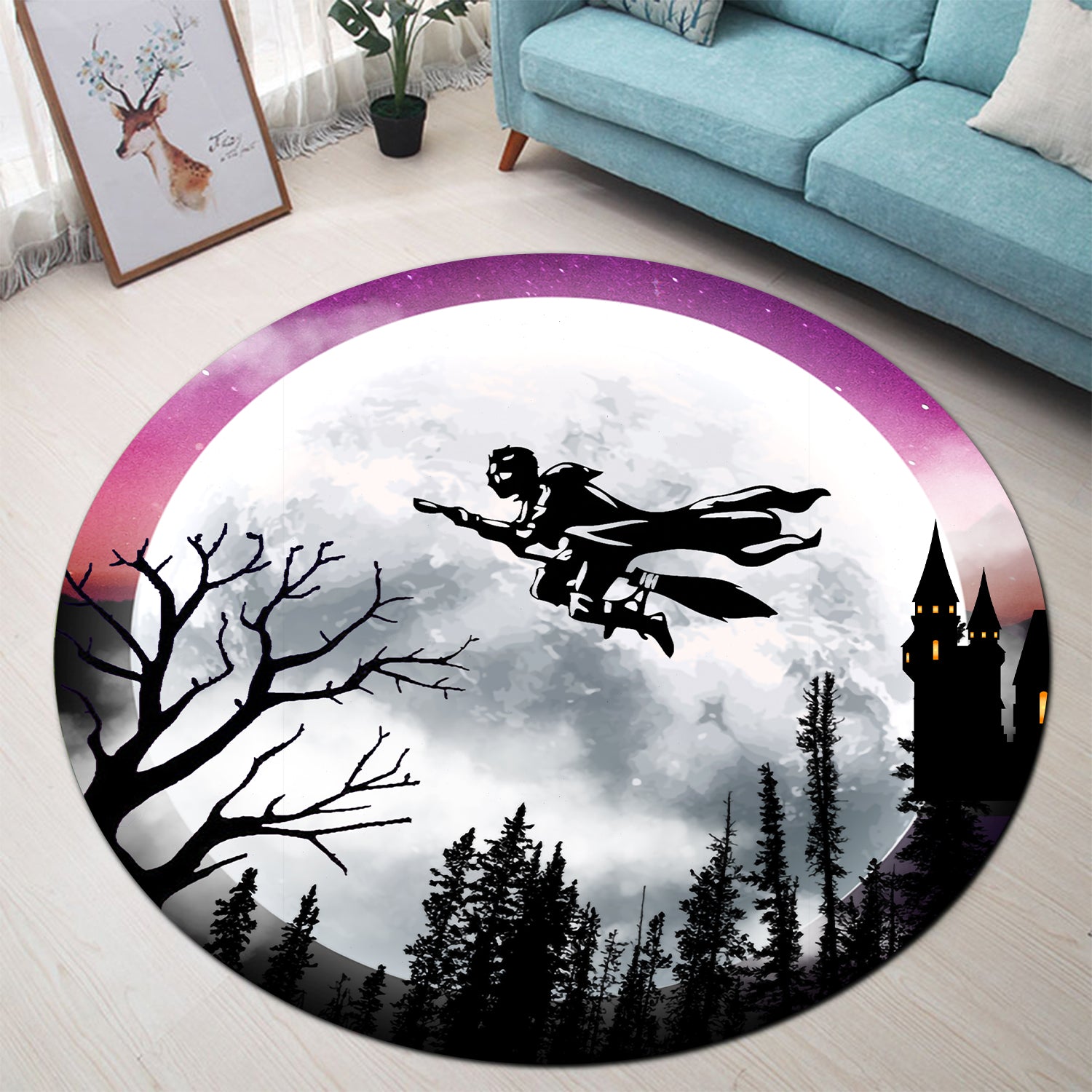 Harry Potter Moon Night Round Carpet Rug Bedroom Livingroom Home Decor Nearkii