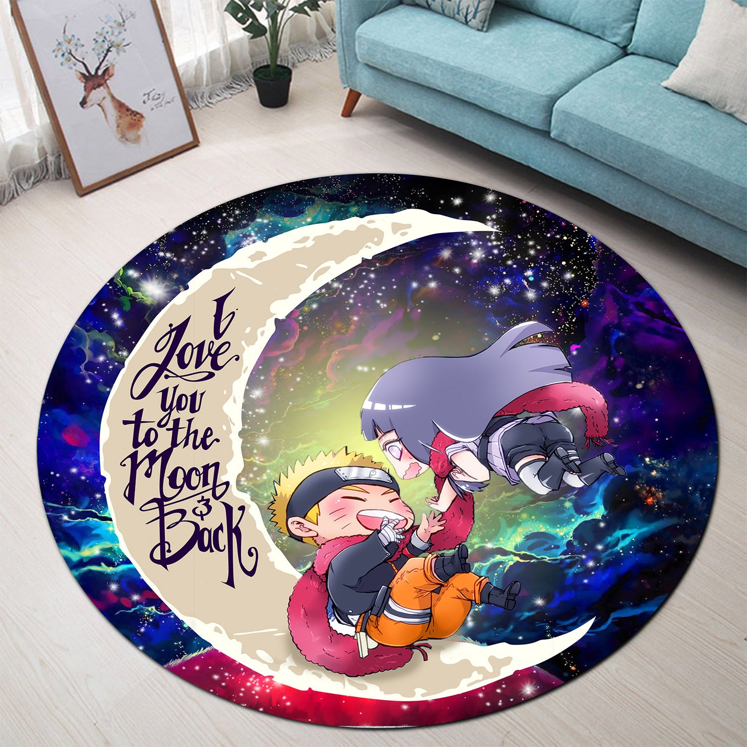 Naruto Couple Love You To The Moon Galaxy Round Carpet Rug Bedroom Livingroom Home Decor Nearkii