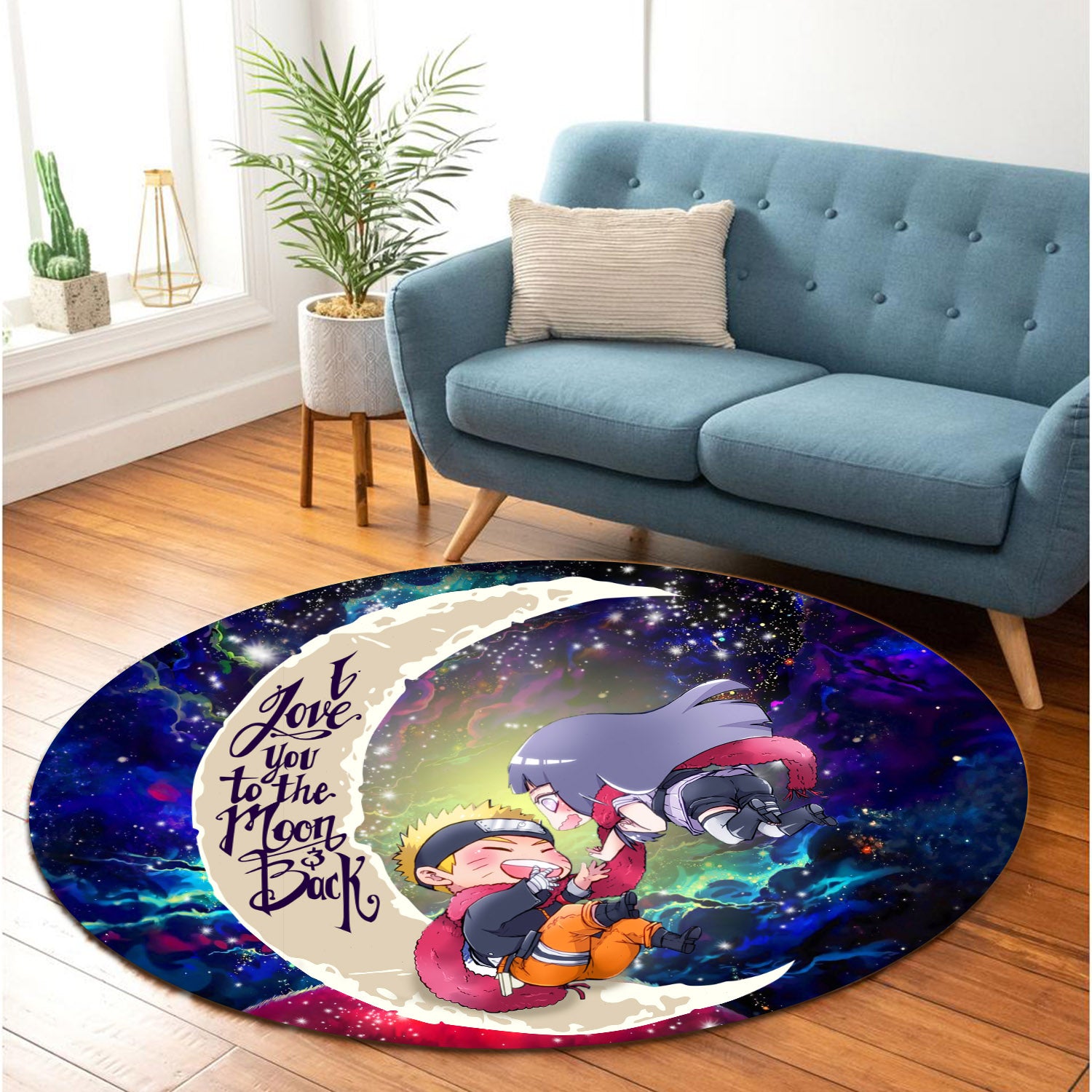 Naruto Couple Love You To The Moon Galaxy Round Carpet Rug Bedroom Livingroom Home Decor Nearkii