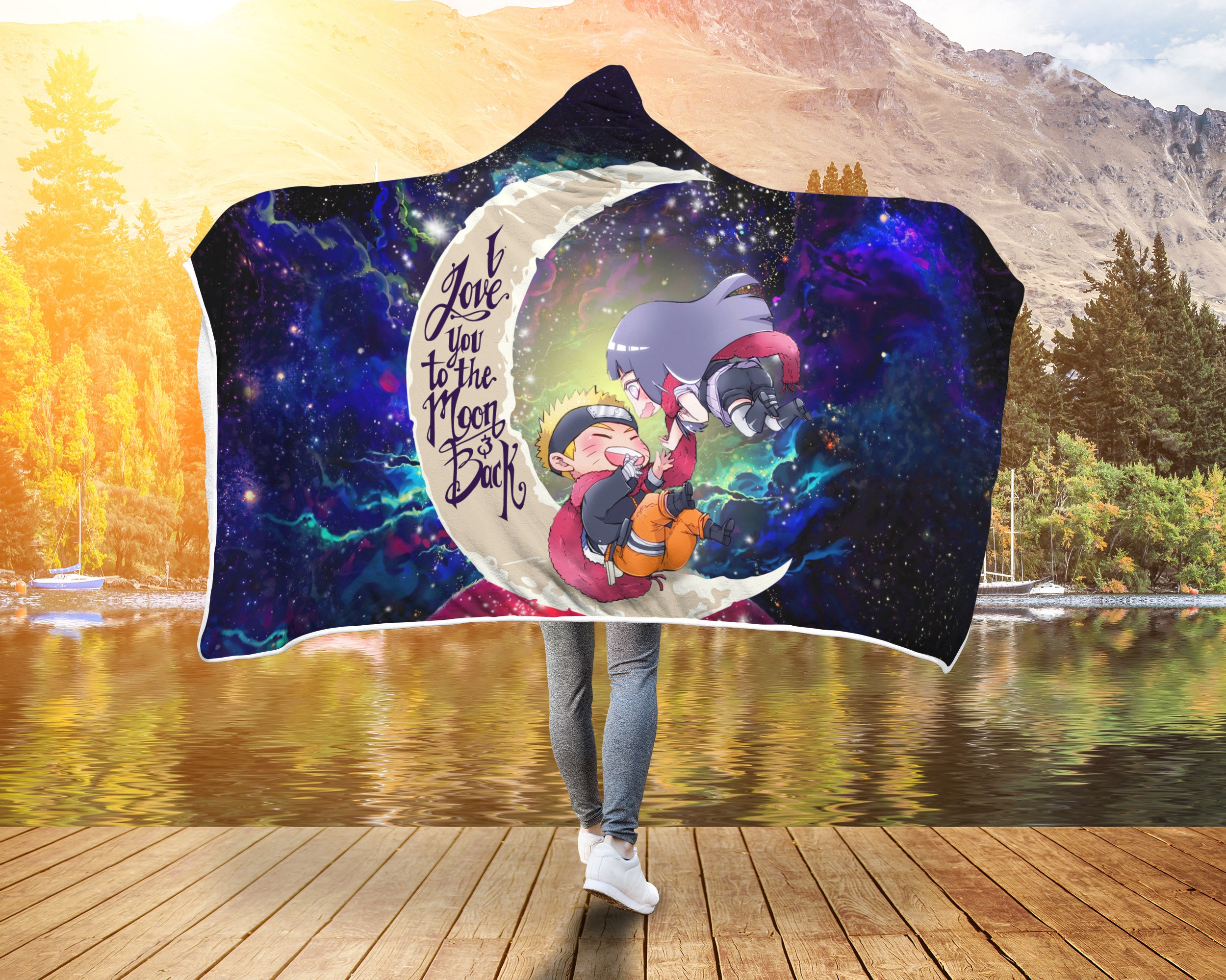 Naruto Couple Love You To The Moon Galaxy Economy Hooded Blanket Nearkii