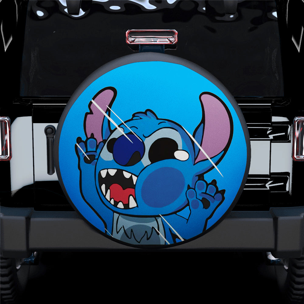 Stitch Funny Hitting Glass Car Spare Tire Covers Gift For Campers