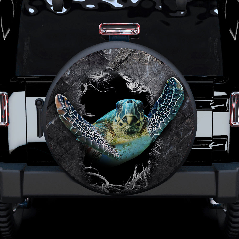 Blue Sea Turtle 3D Car Spare Tire Covers Gift For Campers - Nearkii