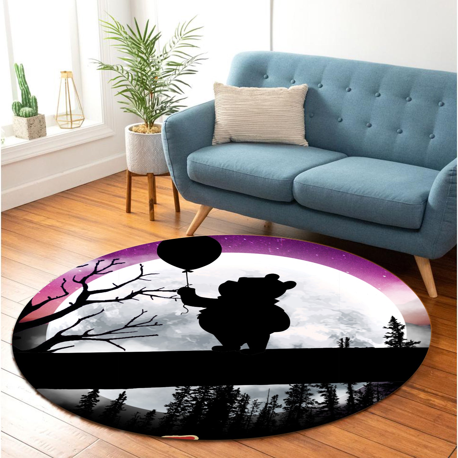 Winnie The Pooh Moon Night Round Carpet Rug Bedroom Livingroom Home Decor Nearkii