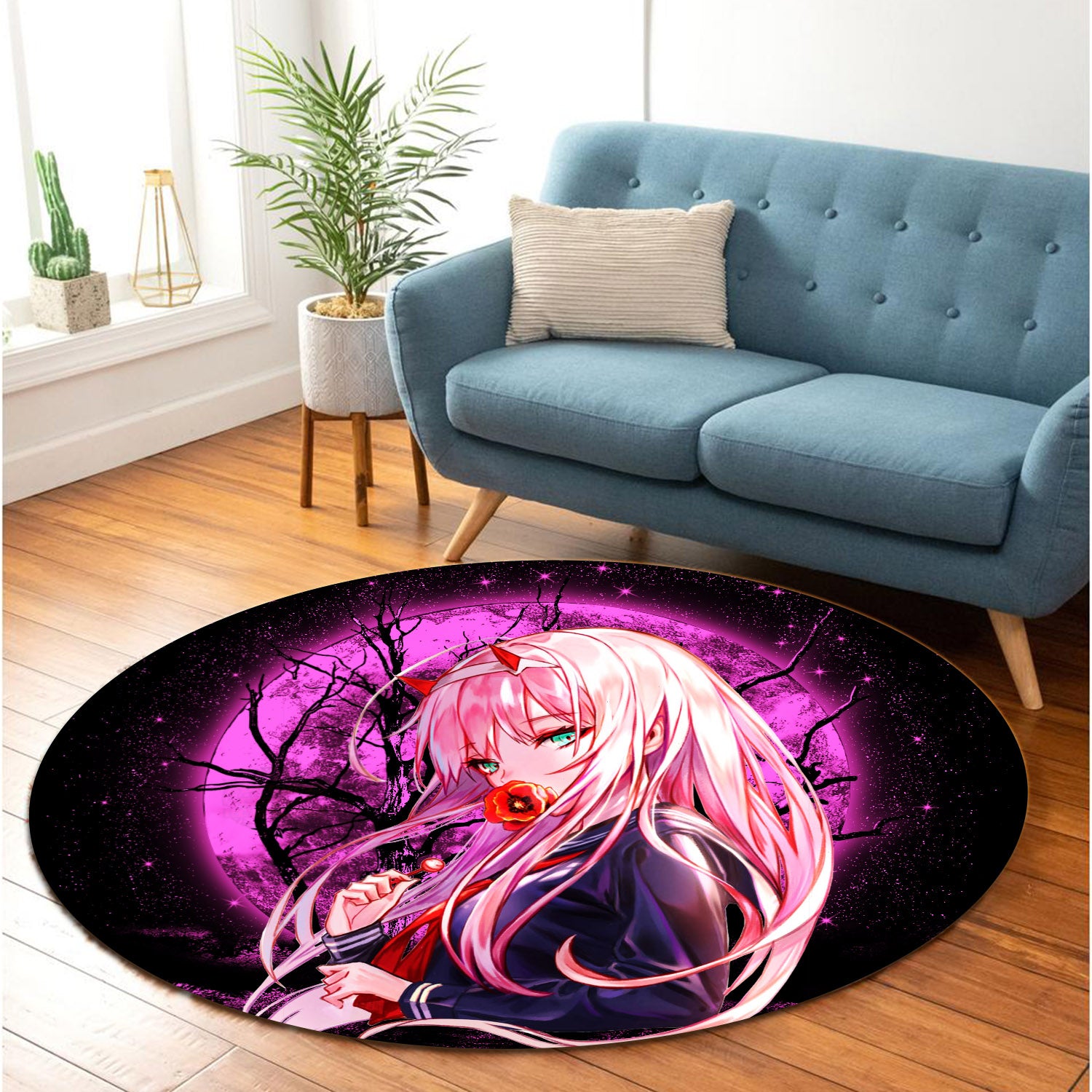 Zero Two Moonlight Round Carpet Rug Bedroom Livingroom Home Decor Nearkii