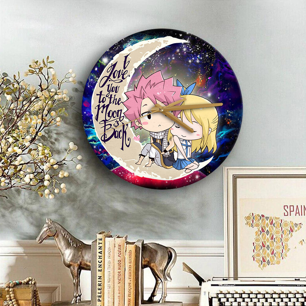 Natsu Fairy Tail Anime Love You To The Moon Galaxy Wood Wall Clock Nearkii