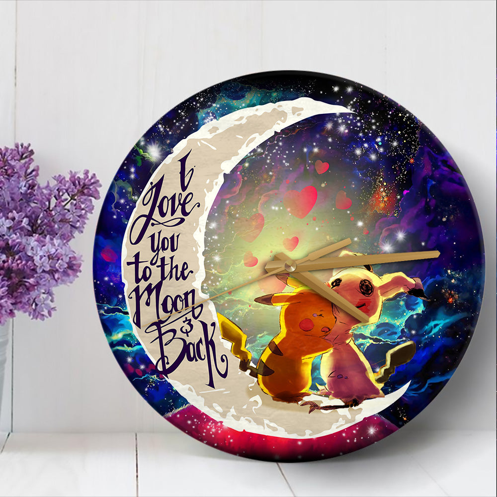 Pikachu Mimikyu Love You To The Moon Galaxy Wood Wall Clock Nearkii