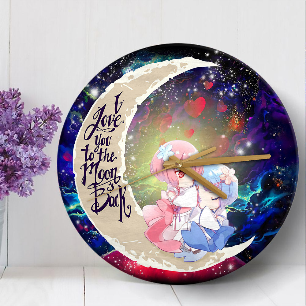 Ram And Rem Rezero Love You To The Moon Galaxy Wood Wall Clock Nearkii