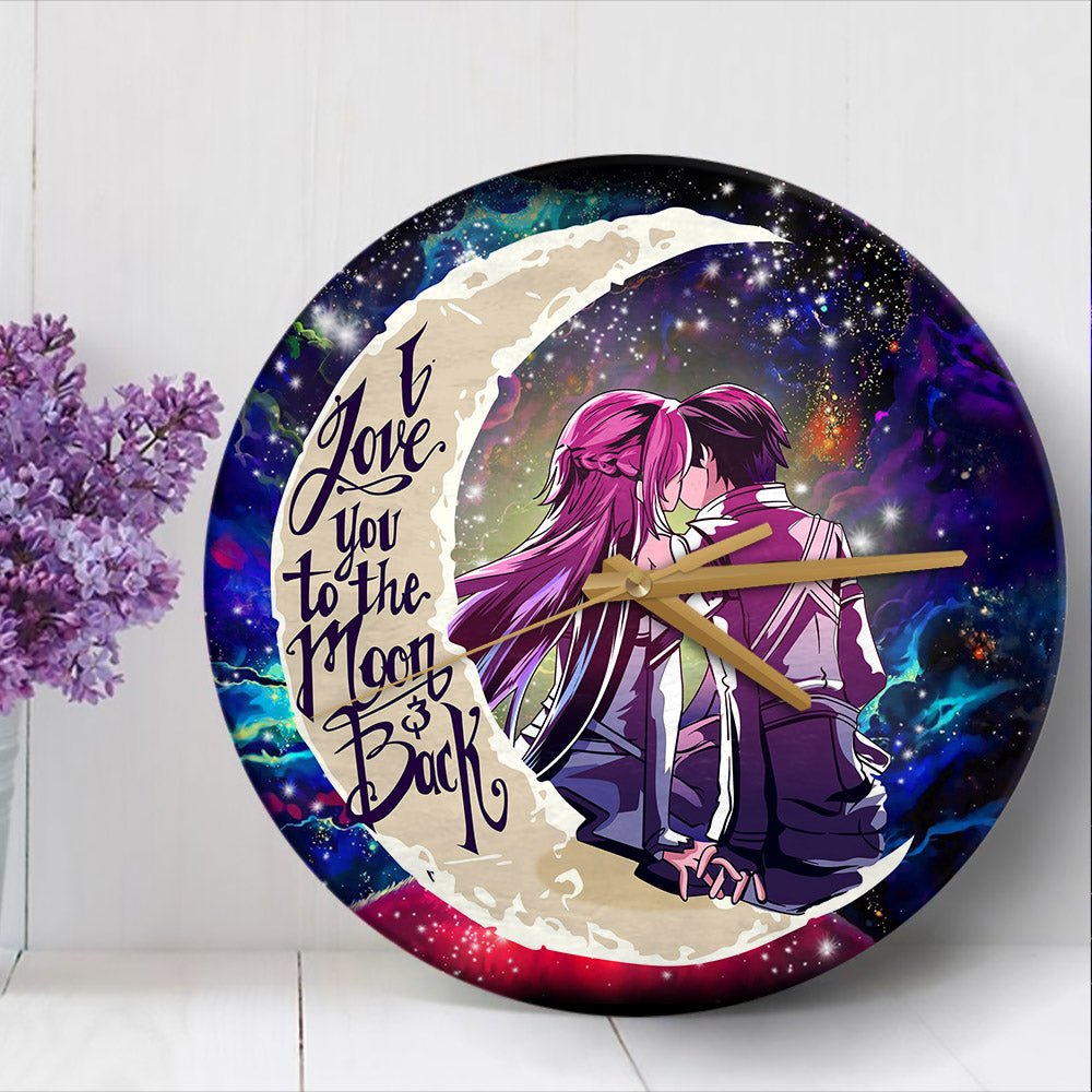 Sao Sword Art Online Asuna Kirito Love You To The Moon Galaxy Wood Wall Clock Nearkii