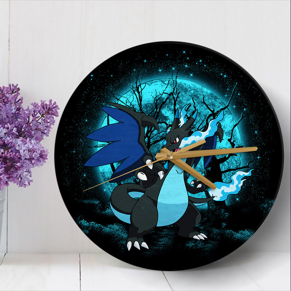 Charizard Mega X Pokemon Moonlight Wood Wall Clock Nearkii