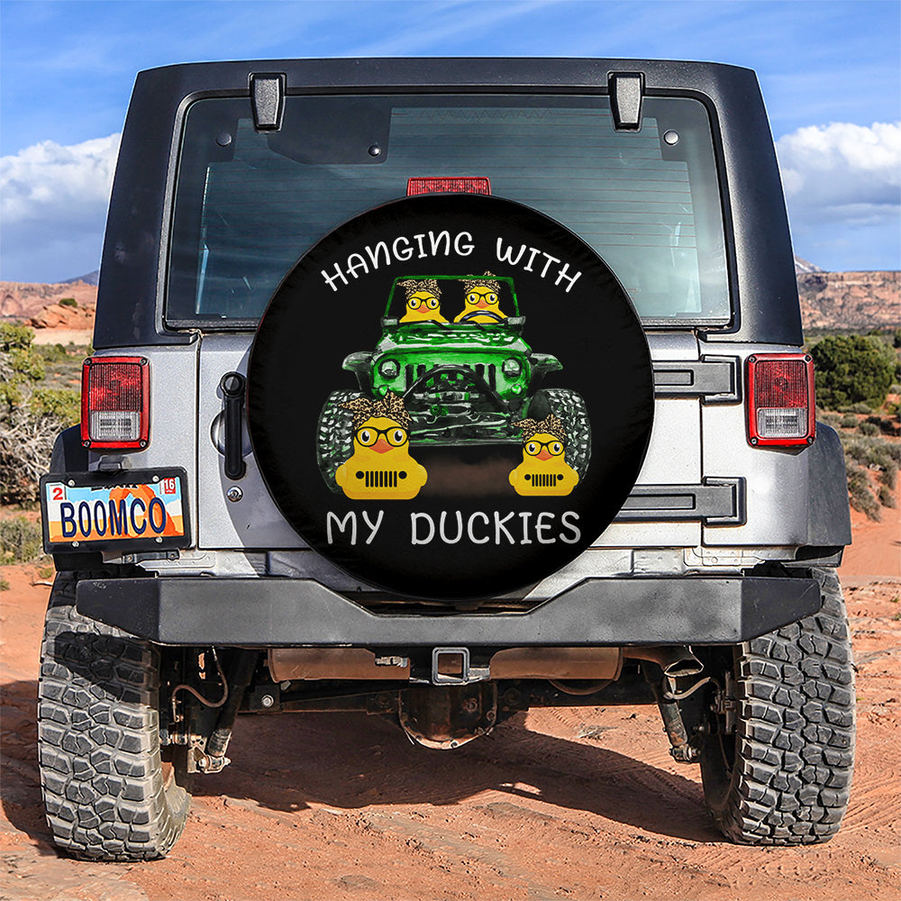 Hanging With My Duckies Green Jeep Car Spare Tire Covers Gift For Campers Nearkii