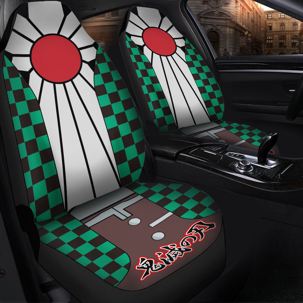 Demon Slayer Tanjiro Kamado Pattern Premium Custom Car Seat Covers Decor Protectors Nearkii