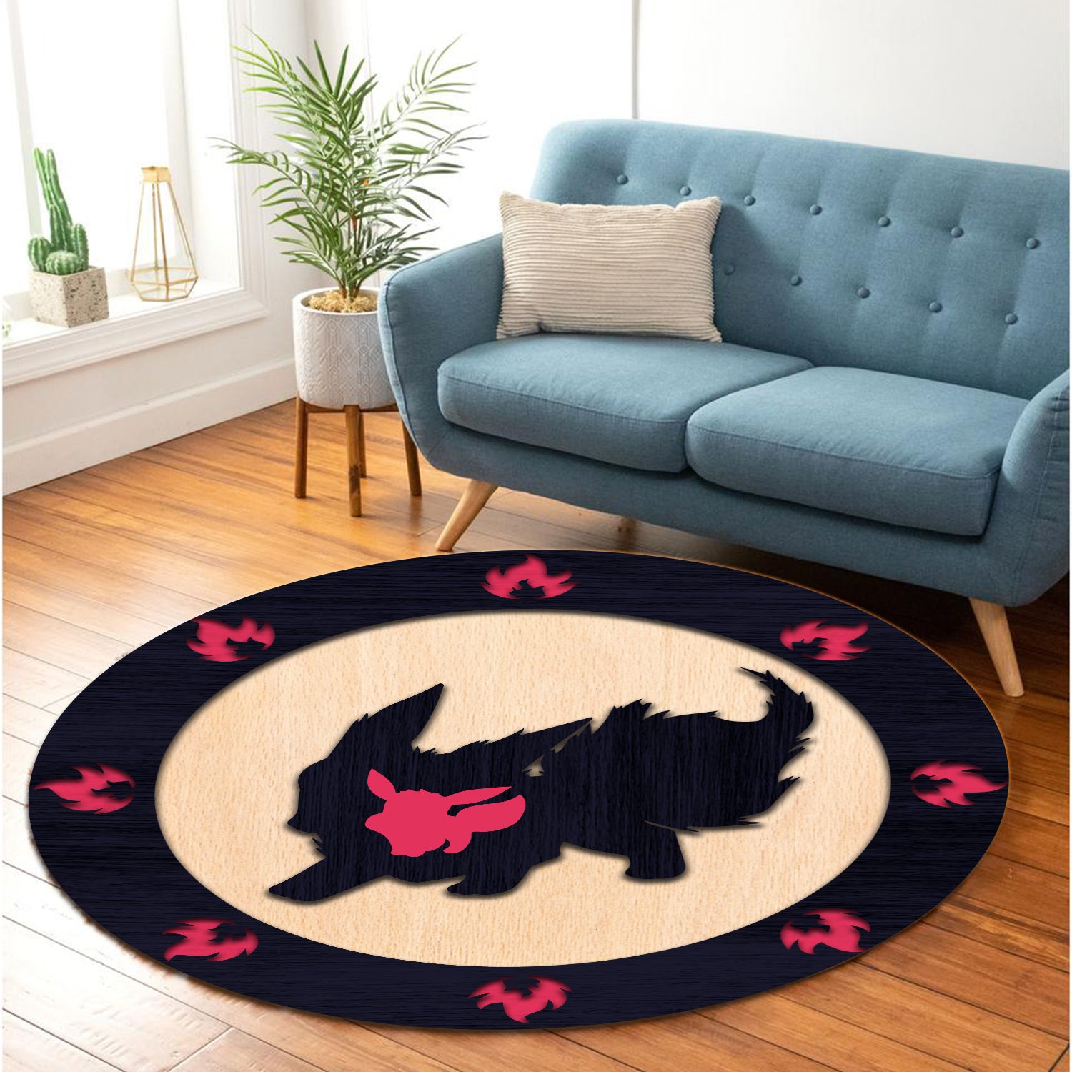 Flareon Pokemon Evolution Round Carpet Rug Bedroom Livingroom Home Decor Nearkii