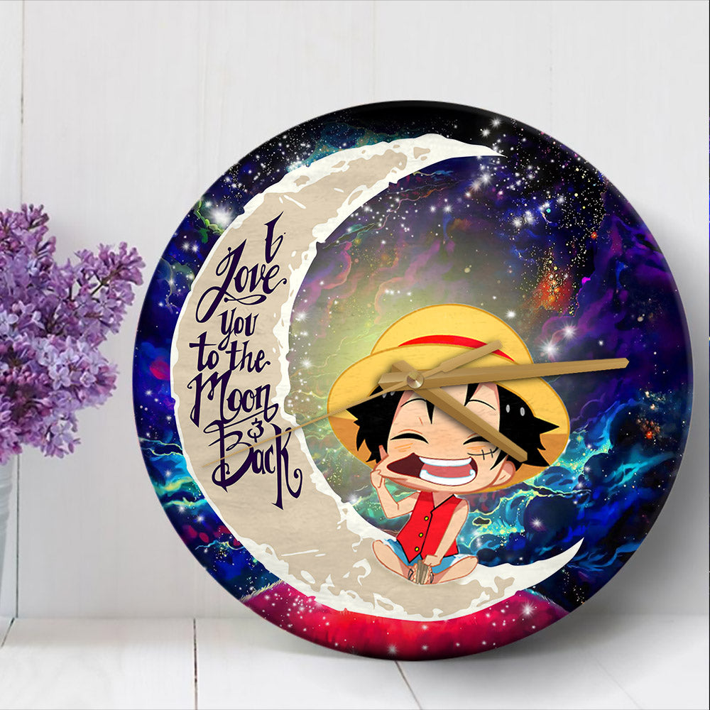 Luffy One Piece Love You To The Moon Galaxy Wood Wall Clock Nearkii