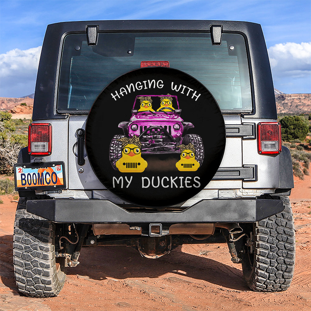 Hanging With My Duckies Pink Jeep Car Spare Tire Covers Gift For Campers Nearkii
