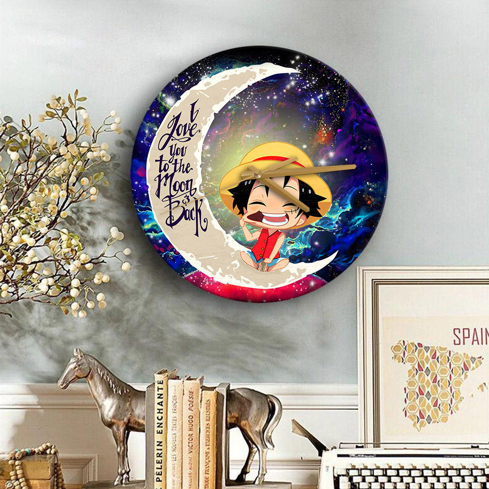 Luffy One Piece Love You To The Moon Galaxy Wood Wall Clock Nearkii