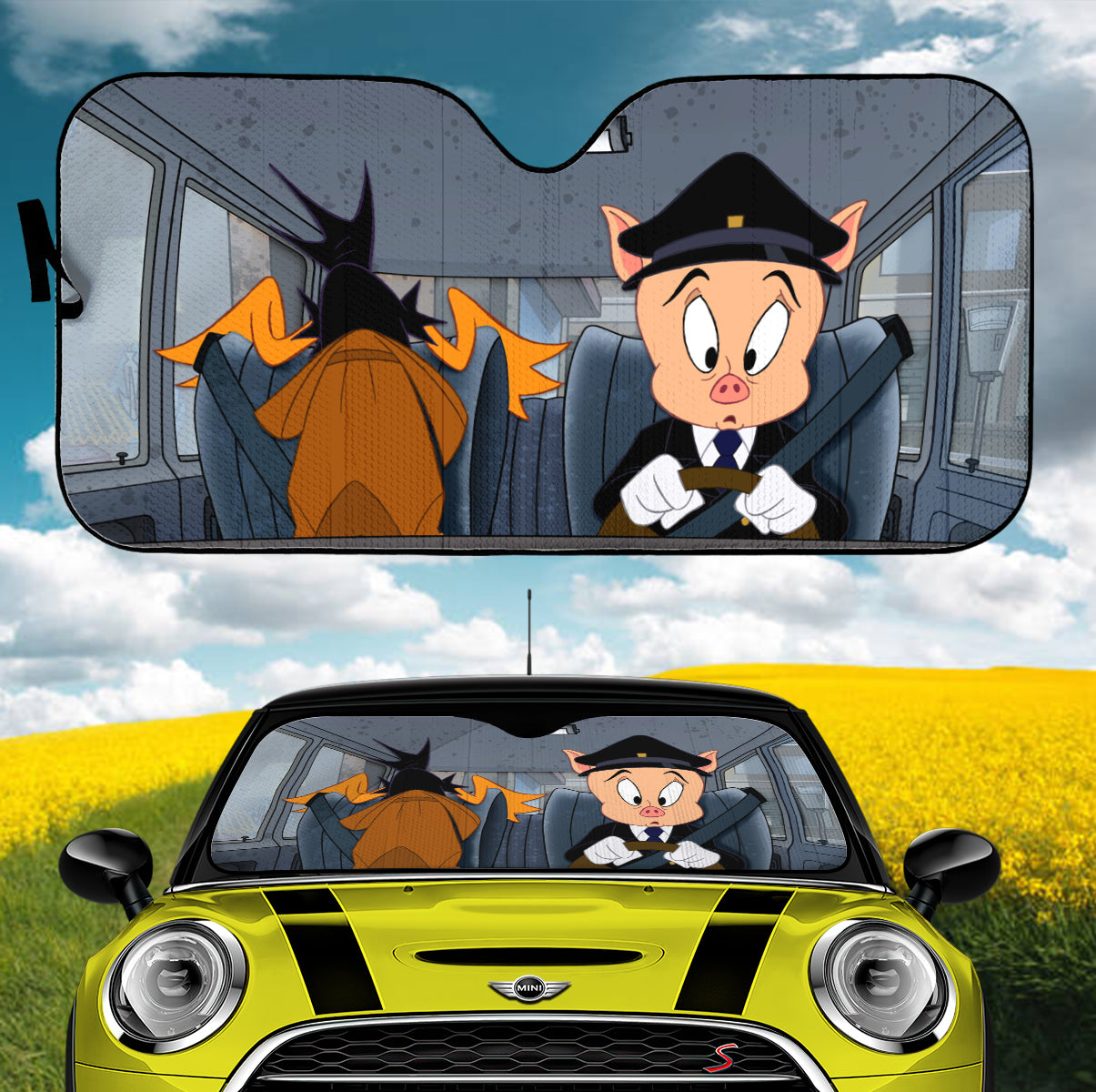 Looney Tunes Daffy Duck Porky Driving Driving Funny Car Auto Sunshades Nearkii