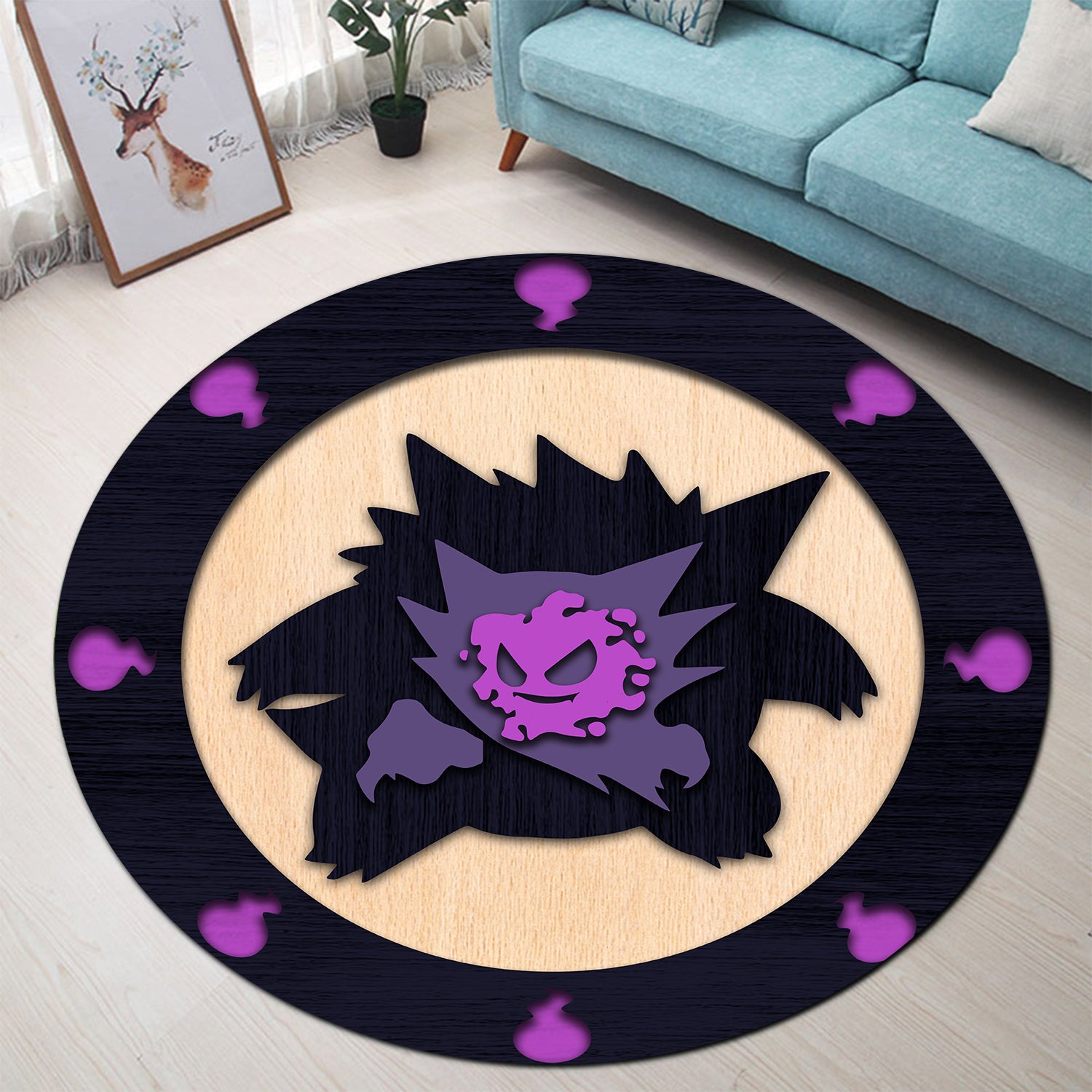 Gengar Pokemon Evolution Round Carpet Rug Bedroom Livingroom Home Decor Nearkii