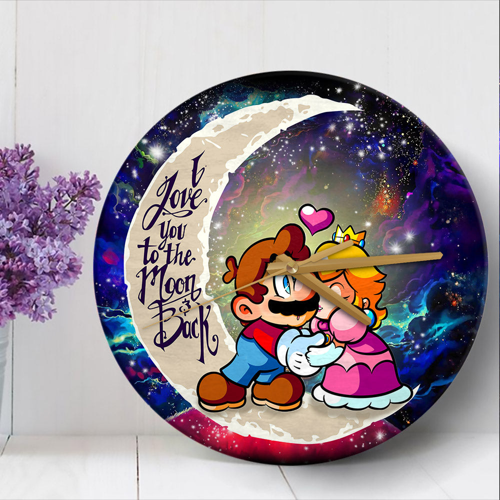 Mario Couple Love You To The Moon Galaxy Wood Wall Clock Nearkii
