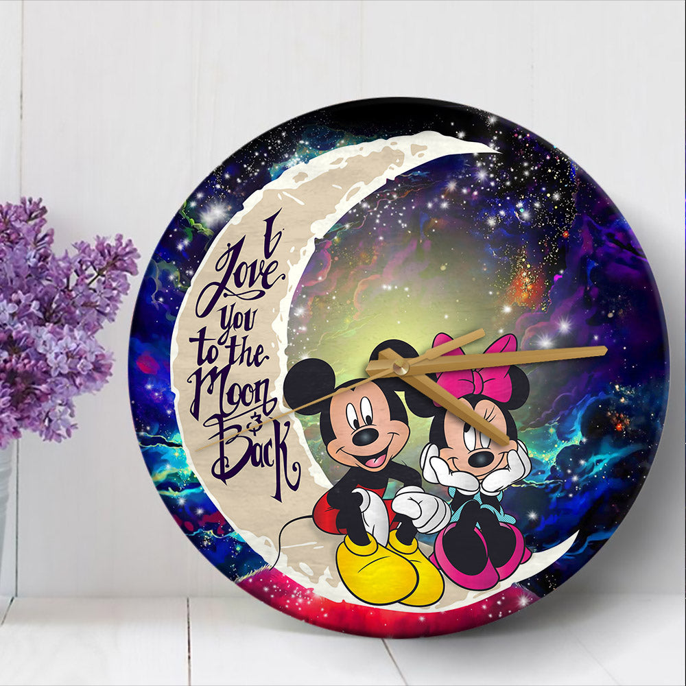 Mouse Couple Love You To The Moon Galaxy Wood Wall Clock Nearkii